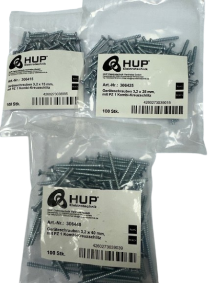 300 Dosen Geräteschrauben Set aus je 100Stk 3,2x15mm,25mm,40mm