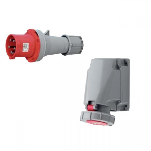 CEE Set Wandsteckdose & Stecker 63A 5-polig