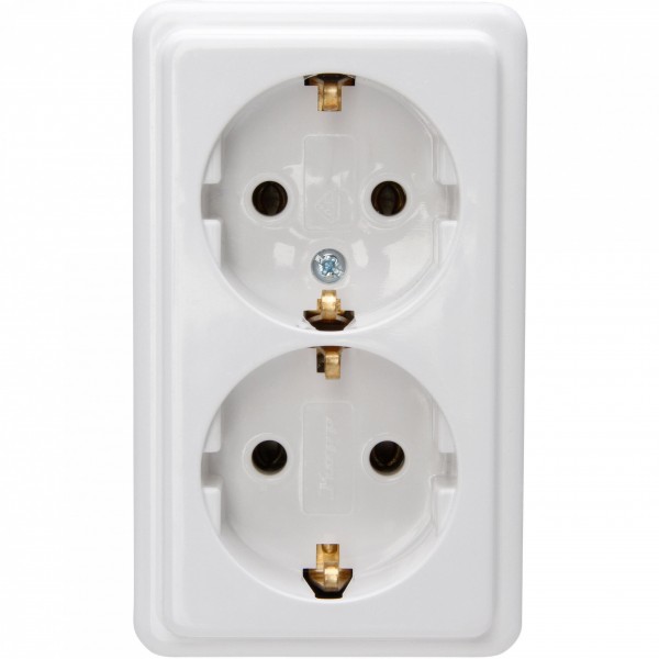 Kopp STANDARD – Schutzkontakt-Steckdose, 2-fach, Farbe: arktisweiß Aufputz IP20 102502002
