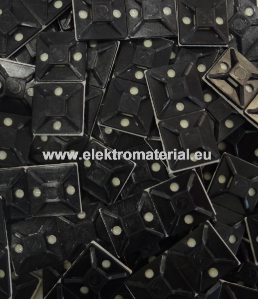100 Stück Befestigungssockel Klebesockel 19x19mm selbstklebend schwarz für Kabelbinder bis 3,6mm