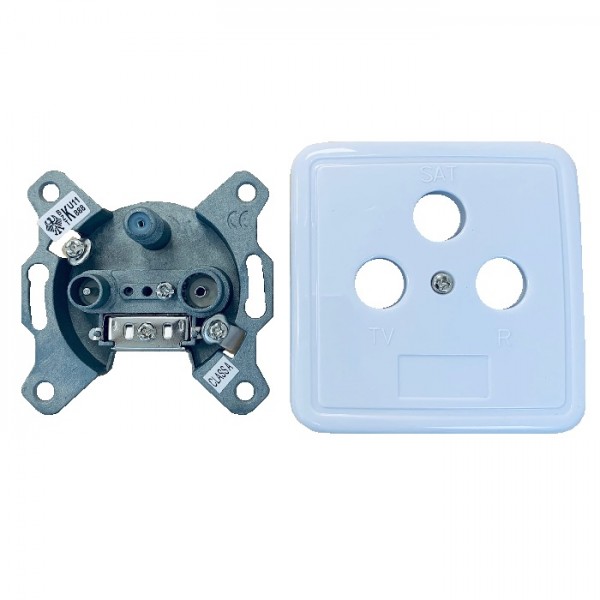 Sat Dose Antennendose TV Dose 3-Fach Enddose HD TV 4K mit Aufputzgehäuse reinweiss