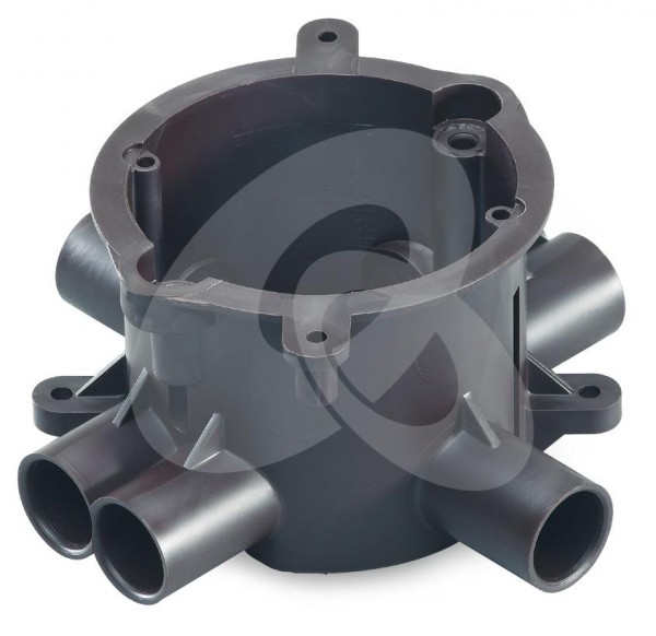 Beton-Deckendose 6 Einführungen M20 incl. Stopfen Schwarz