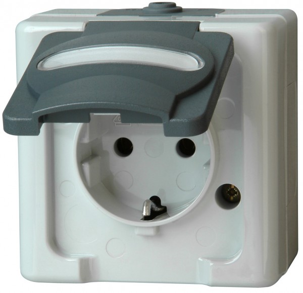 Kopp BLUE ELECTRIC Steckdose AP FR IP44 grau 103356006