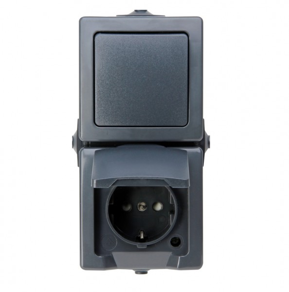 Kopp Kombination senkrecht Aufputz IP44 anthrazit 138515009