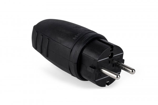 Gummi-Stecker 2polig IP44 schwarz