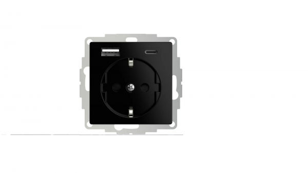 inCharge Pro AC 15W USB A+C Schuko-Steckdose UP Anthrazit RAL 7016 Art.Nr. 2U-449542