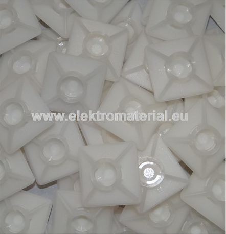 100 Stück Befestigungssockel Klebesockel 27x27mm selbstklebend Natur für Kabelbinder bis 4,8mm