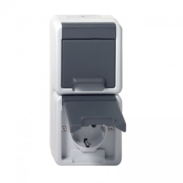 Gira Feuchtraum IP44 2-fach Steckdose skr mit Klappdeckel 478030