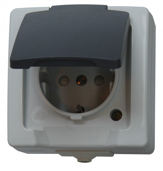 Kopp Steckdose Aufputz IP44 grau 107856005