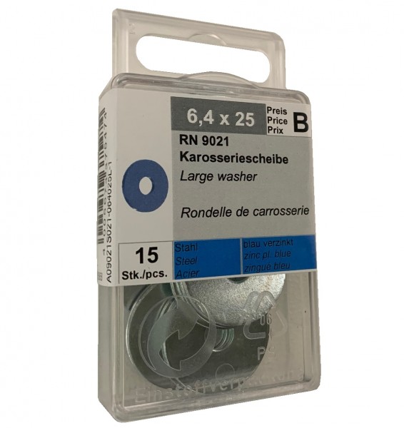 15 Stück Karosseriescheibe 6,4 x 25 RN9021