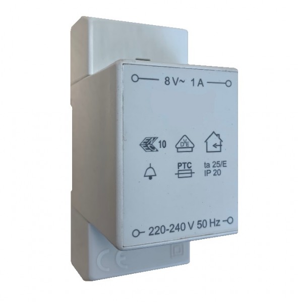 Klingeltrafo 8V 1A für DIN Schiene