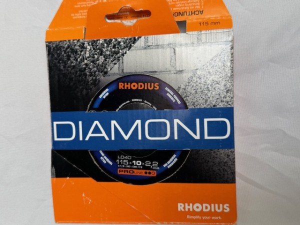 1 Stück Rhodius Diamanttrennscheibe LD 40 115x10x2,2x22,23mm