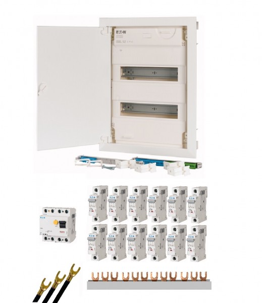 EATON Set UP Verteilung 2-reihig / 12x B16 / 1x FI 40A 30mA