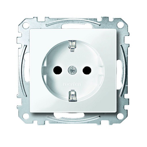 Merten MEG2300-0319 mit erhöhtem Berührungsschutz Schuko Steckdose Einsatz System M polarweiß