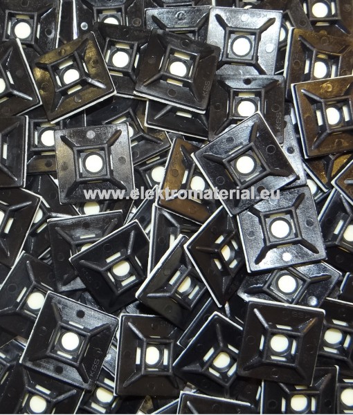 100 Stück Befestigungssockel Klebesockel 27x27mm selbstklebend schwarz für Kabelbinder bis 4,8mm