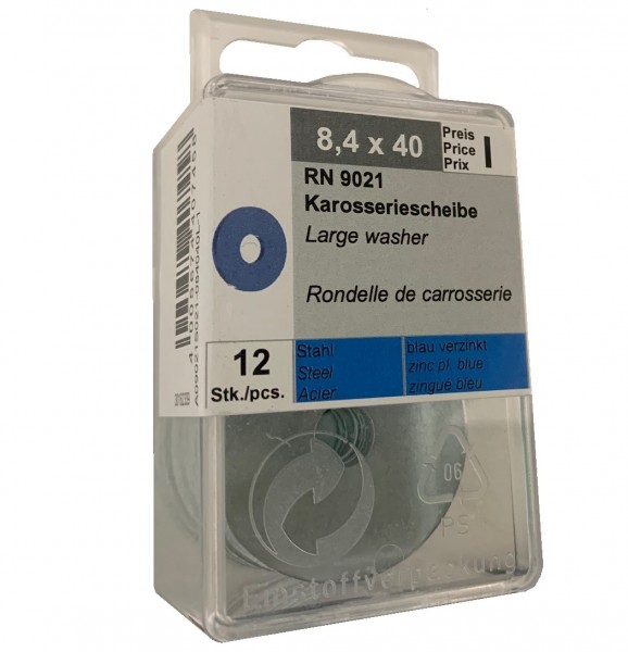 12 Stück Karosseriescheibe 8,4 x 40 RN9021