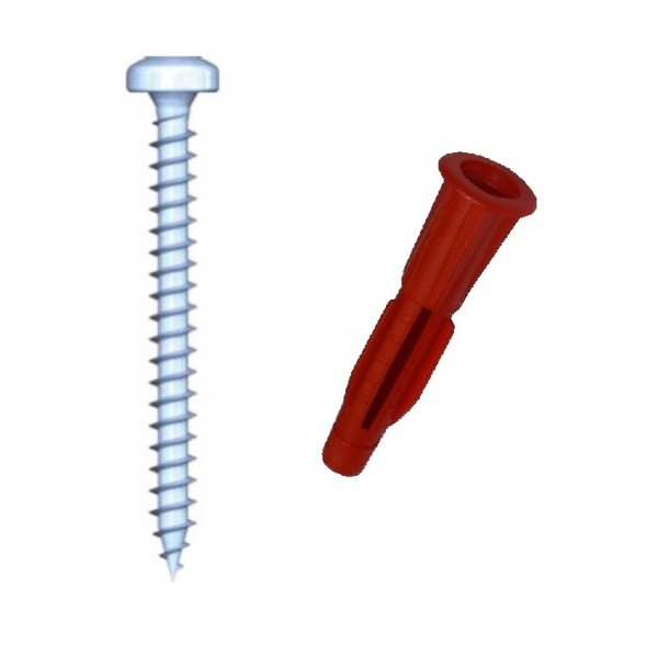 200 Stück Schrauben PAN HEAD 4x40 inkl. Dübel 6mm mit Kragen