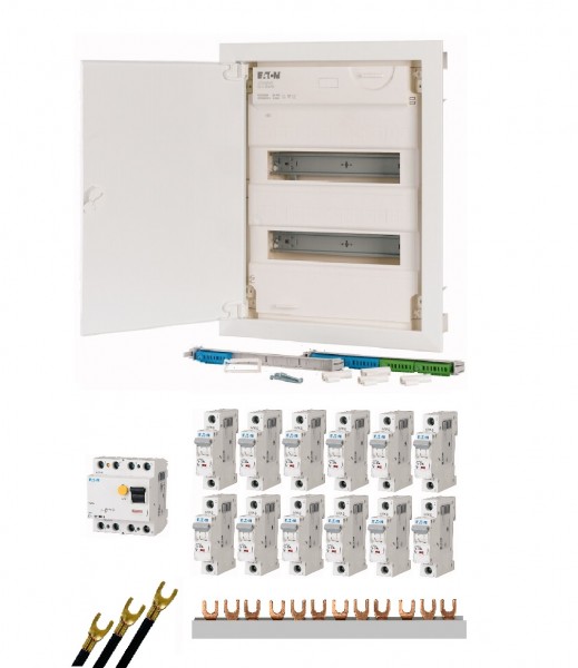 EATON Set Hohlwand Verteilung 2-reihig / 12x B16 / 1x FI 40A 30mA