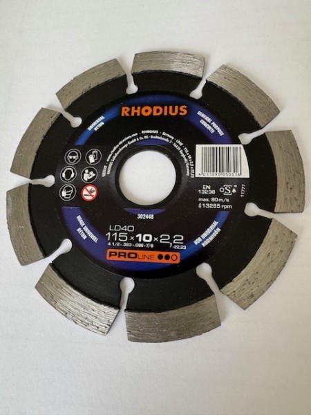 1 Stück Rhodius Diamanttrennscheibe LD 40 115x10x2,2x22,23mm