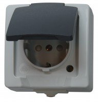Kopp Steckdose Aufputz IP44 grau 107856005 Kopp Steckdose Aufputz IP44 grau 107856005