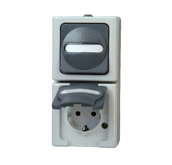 Kopp BLUE ELECTRIC Kombination AP FR IP44 grau 130856009