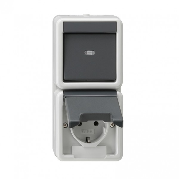 Gira Feuchtraum IP44 Kombination Steckdose Wechselschalter