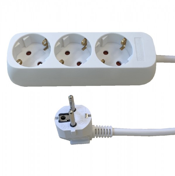 Tischsteckdose Steckdosenleiste 5m 3-fach weiss ohne Schalter