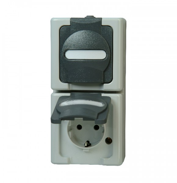Kopp BLUE ELECTRIC 2-fach Steckdose SKR AP FR IP44 grau 131456008