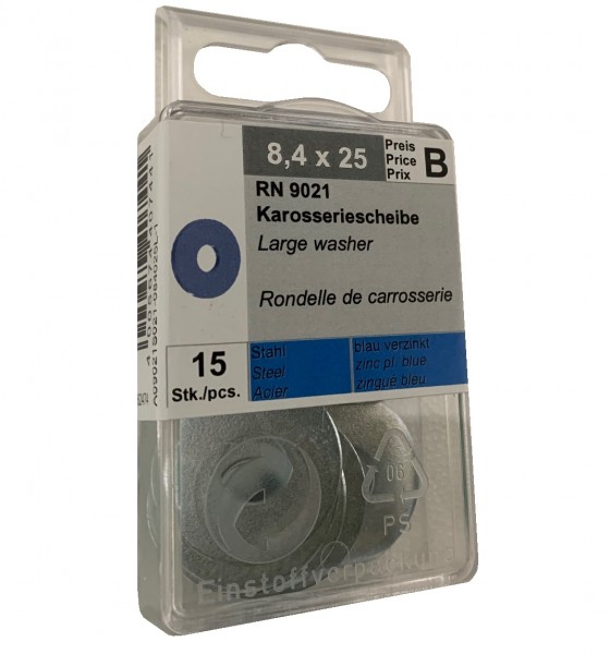 15 Stück Karosseriescheibe 8,4 x 25 RN9021