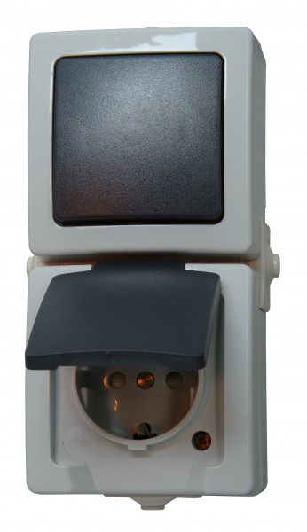 Kopp Kombination senkrecht Aufputz IP44 grau 138556008