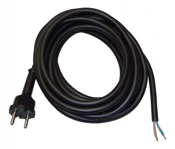 5m Zuleitung H07RN-F 2x1,0mm² mit Stecker schwarz